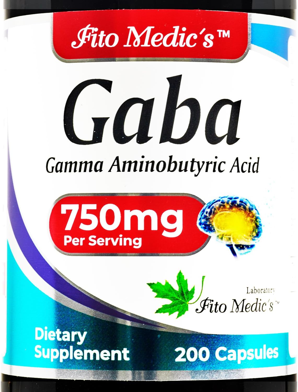 GABA Cápsulas - 750 mg por Ración - 200 Cápsulas - Complemento Alimenticio