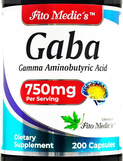 GABA Cápsulas - 750 mg por Ración - 200 Cápsulas - Complemento Alimenticio – Image 1