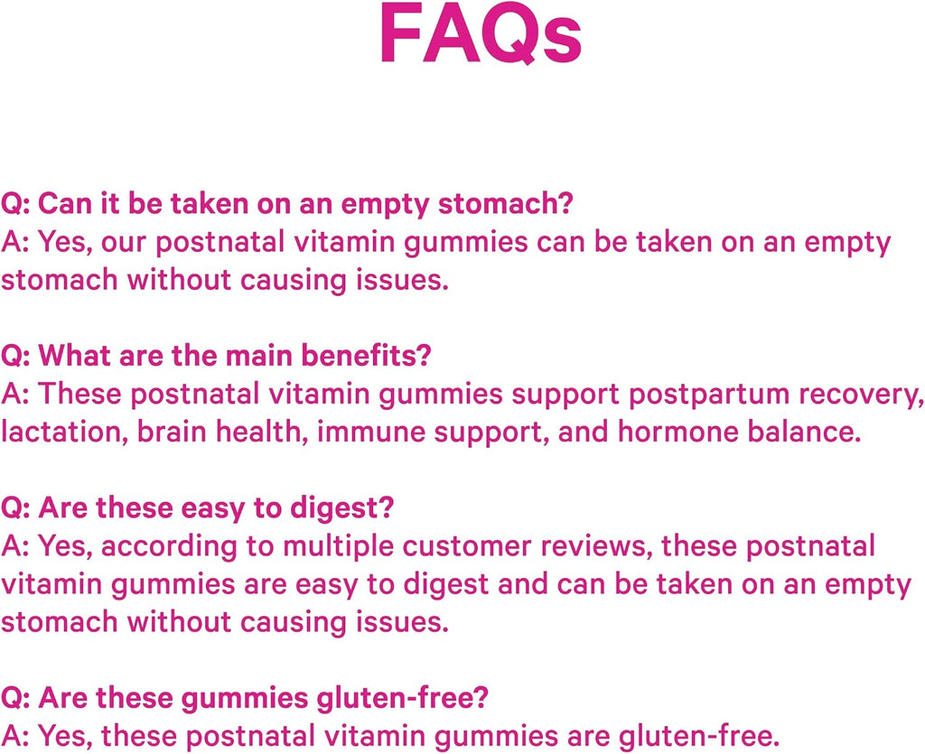 Pink Stork Total Postnatal Vitamin Gummies - Multivitamínico para la Recuperación Postparto y Apoyo a la Lactancia - 60 Gominolas