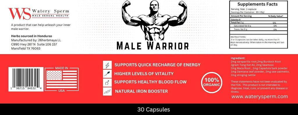 26 Herb Maya Male Warrior - Suplemento Herbal Orgánico