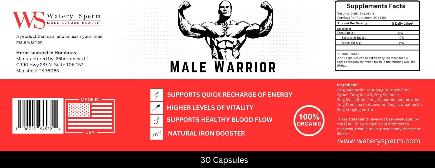 26 Herb Maya Male Warrior - Suplemento Herbal Orgánico