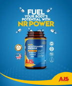 AJS NAD+ Cellular Energy – Suplemento NR con PQQ, Resveratrol, Licopeno y Colágeno – 90 Cápsulas