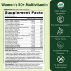 EarthFirst Organic Multivitamínico Diario para Mujeres 50+, Apoya la Salud Ósea, Energía y Salud Cardíaca, 30 Comprimidos