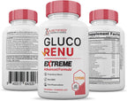 Gluco Renu Extreme 1295 mg – Complemento de apoyo glucémico con cúrcuma, berberina, resveratrol, ajo, melón amargo y cardo mariano – 60 cápsulas
