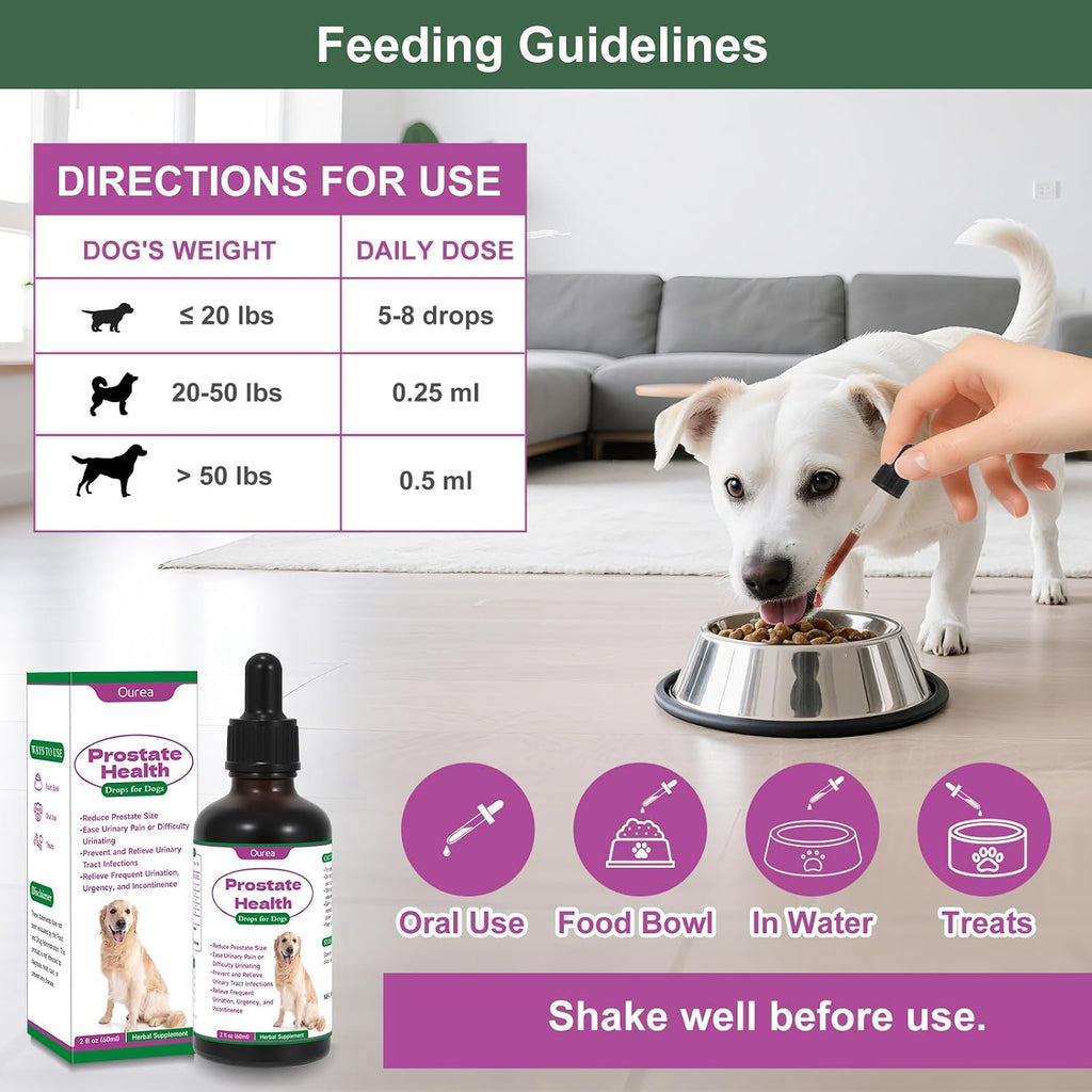 Ourea Gotas Prostáticas para Perros - Suplemento Herbal Líquido