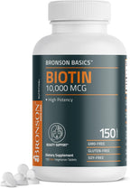 Bronson Biotina 10.000 mcg | 360 Comprimidos | Para el Mantenimiento del Cabello, Piel y Uñas | Vegetariano, No-GMO