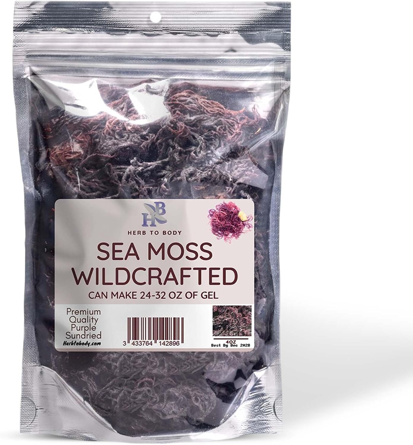 Herb To Body Purple Sea Moss – 4oz (113g) Alga Púrpura Silvestre de Saint Lucia