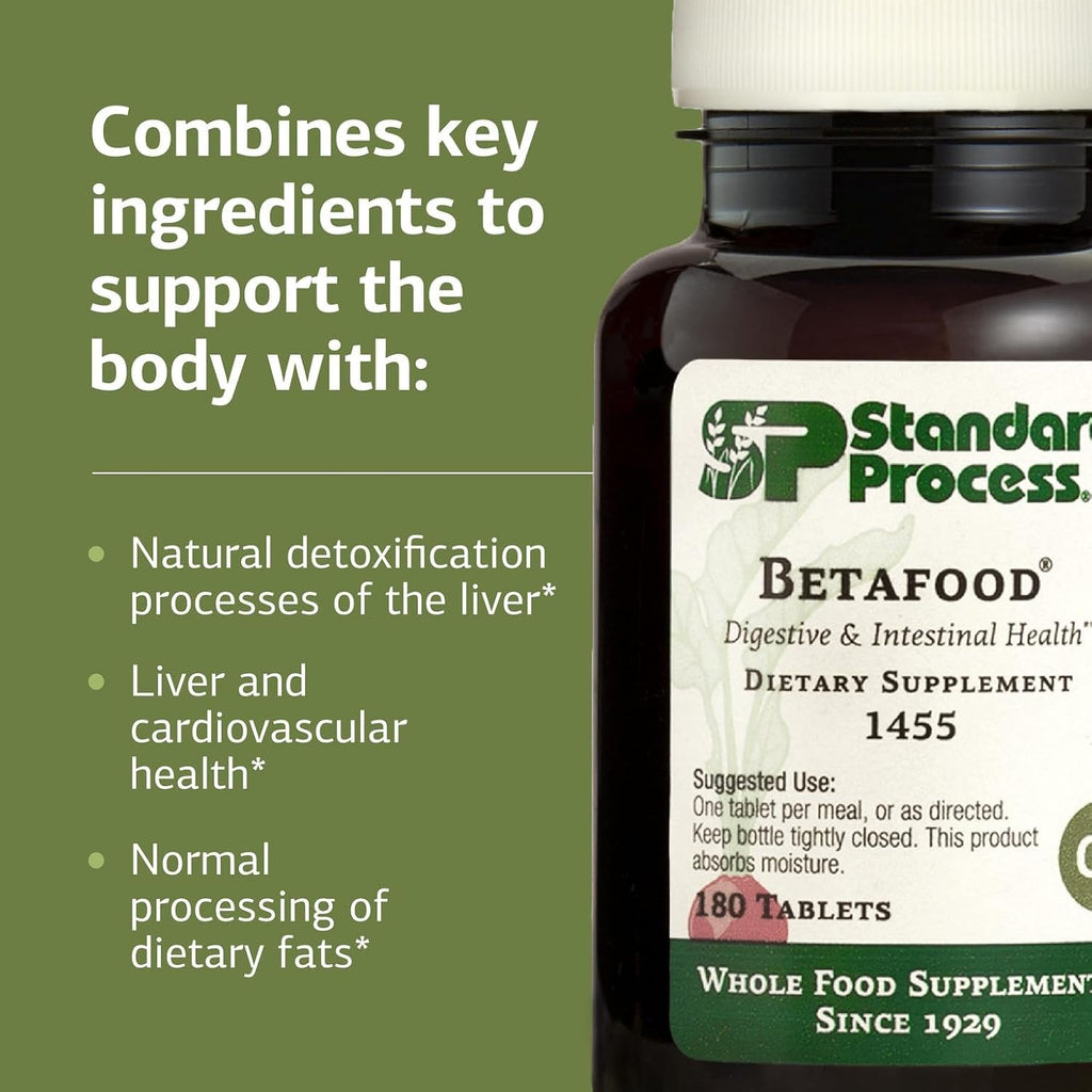 Standard Process Betafood 180 Comprimidos - Suplemento Digestivo y Hepático Vegano Sin Gluten
