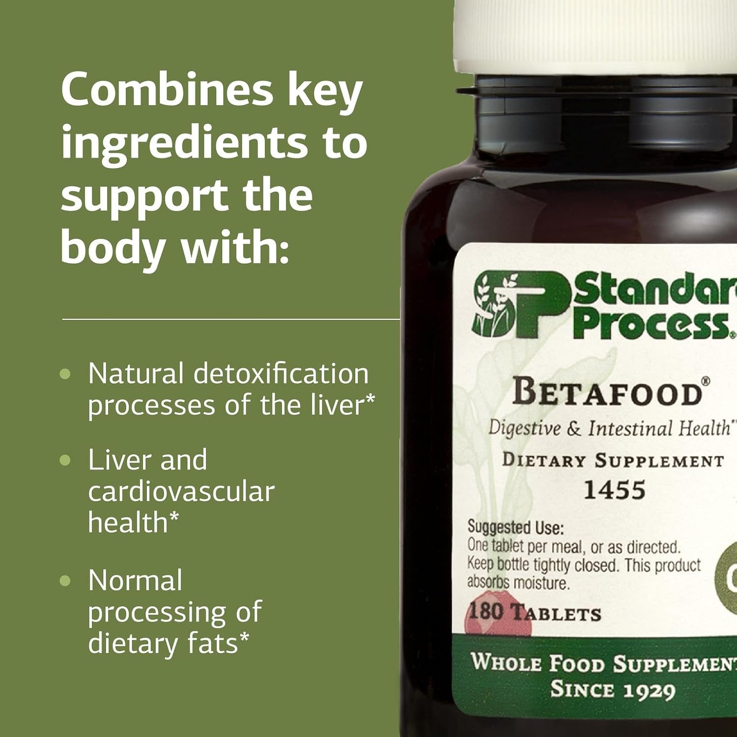 Standard Process Betafood 180 Comprimidos - Suplemento Digestivo y Hepático Vegano Sin Gluten