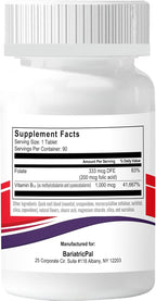 BariatricPal 1,000mcg B12 Quick Melts Sin Azúcar (90 Comprimidos) - Sabor a Bayas