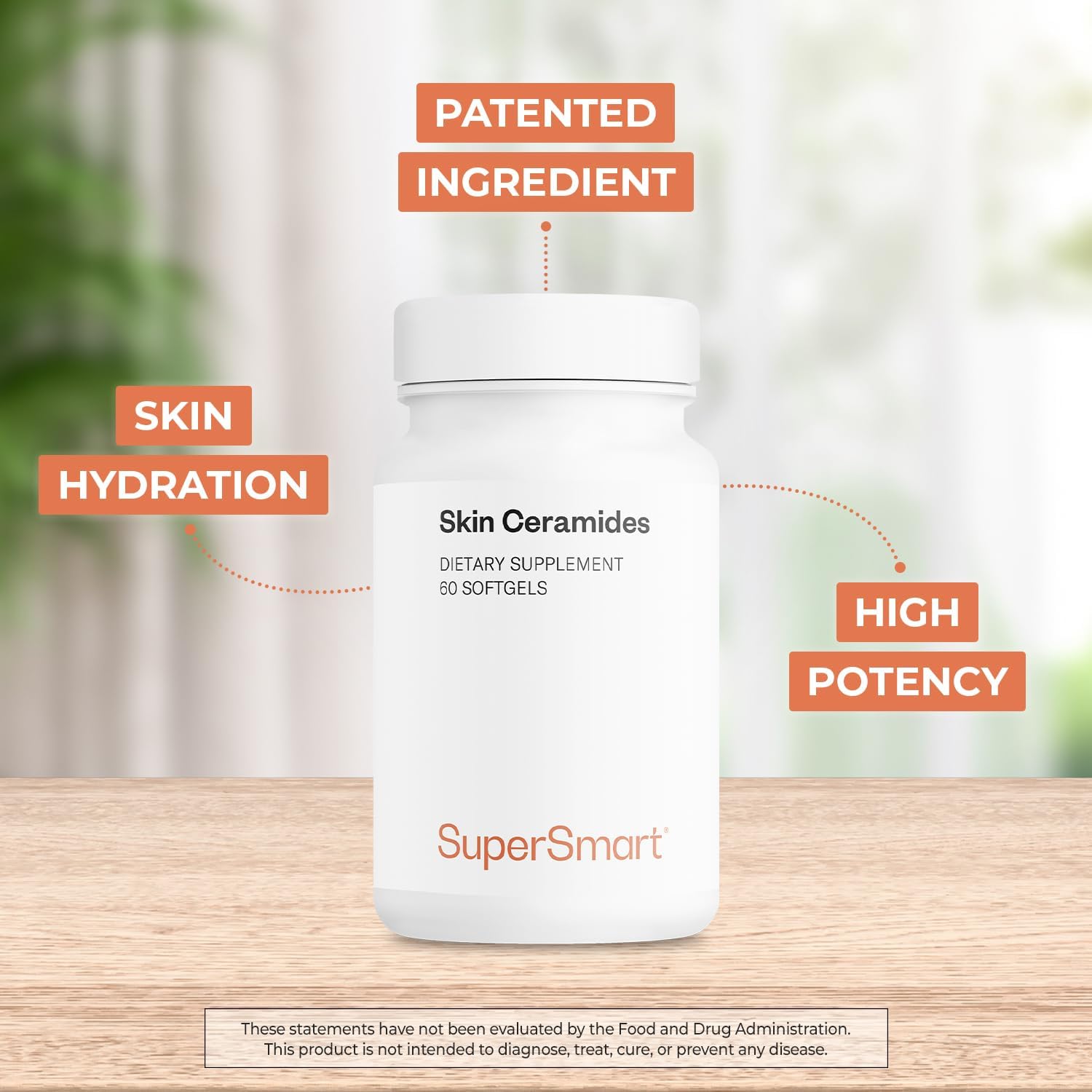 SuperSmart Skin Ceramides - Ceramidas de trigo y zinc | 60 cápsulas
