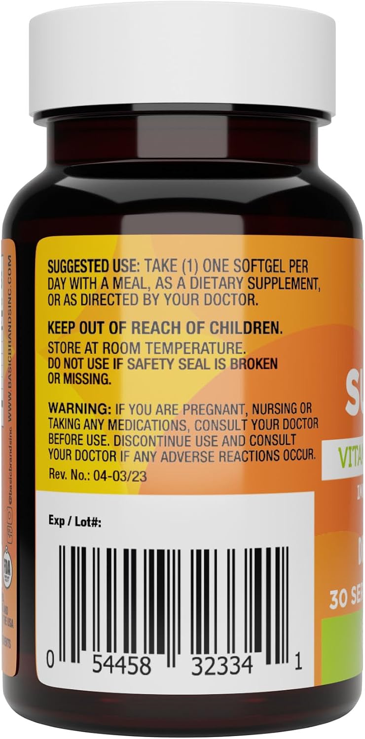Basic Brands Happy Sunshine Vitamina D3 1000 UI (25 mcg) – 30 Cápsulas blandas