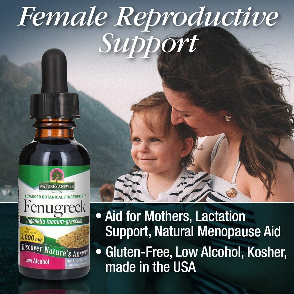 Nature's Answer Extracto de Semilla de Fenogreco con Alcohol Orgánico 2000mg, 2 Pack