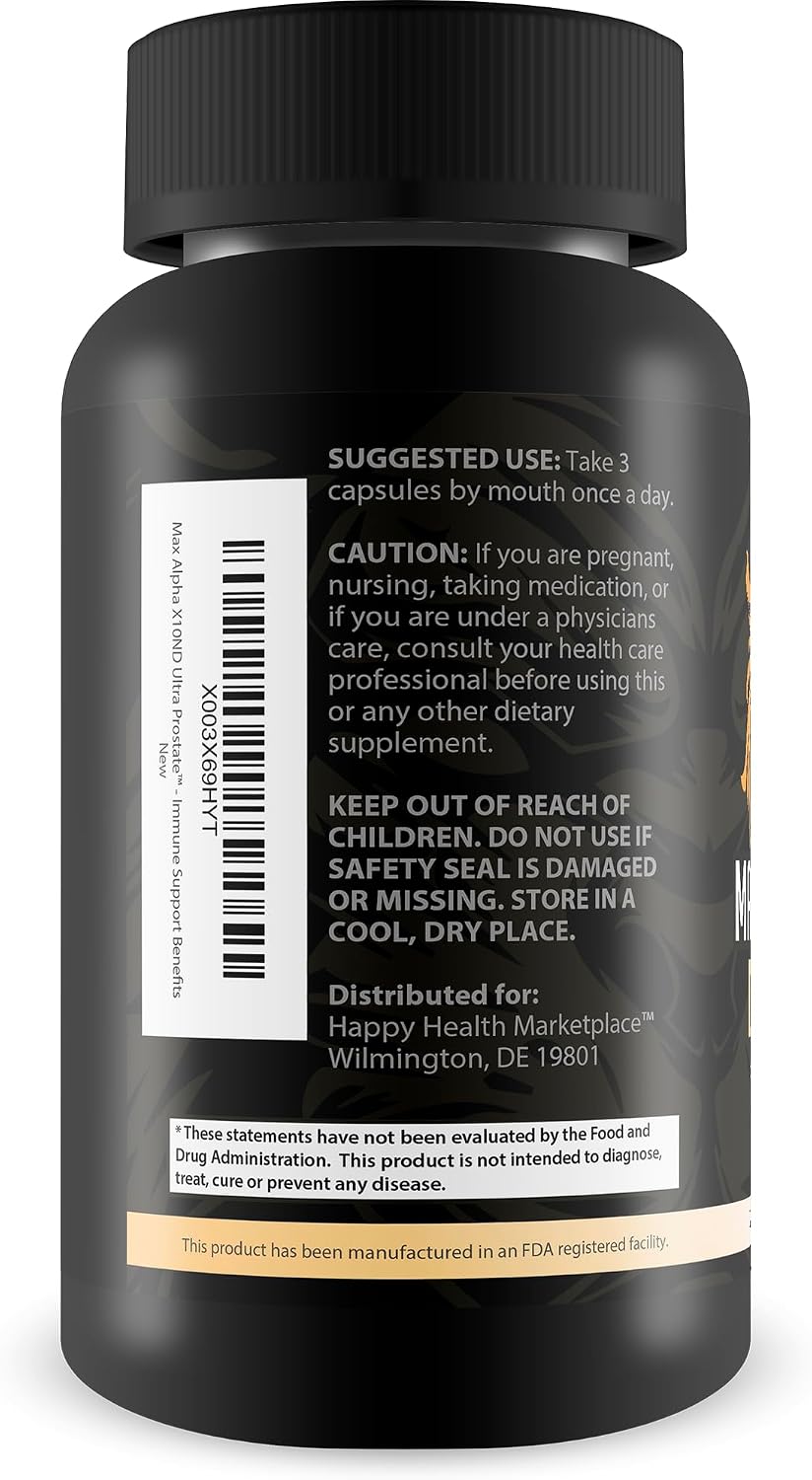 Max Alpha X10ND Ultra Prostate - Apoyo Prostático para Hombres con Vitamina D, Ginseng, Té Verde y Zinc