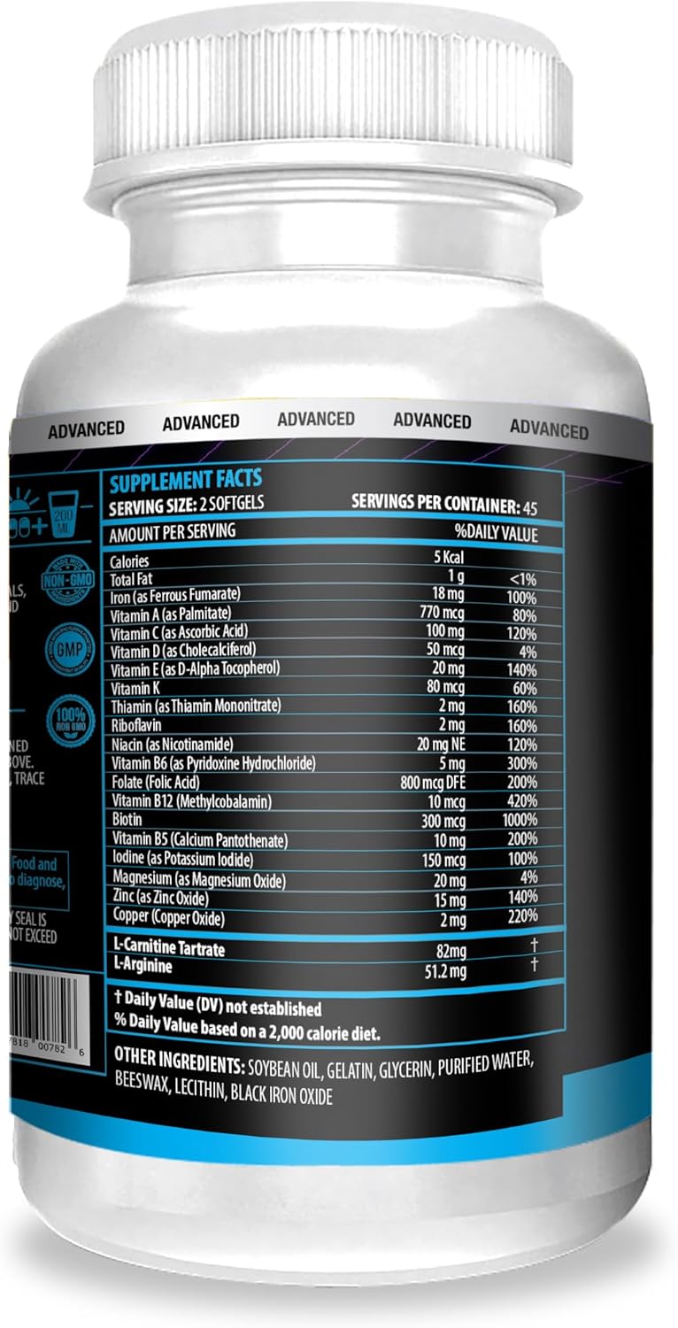 ACTIF Multivitamínico para Hombres 70+ con 30 Factores Avanzados, 90 Cápsulas