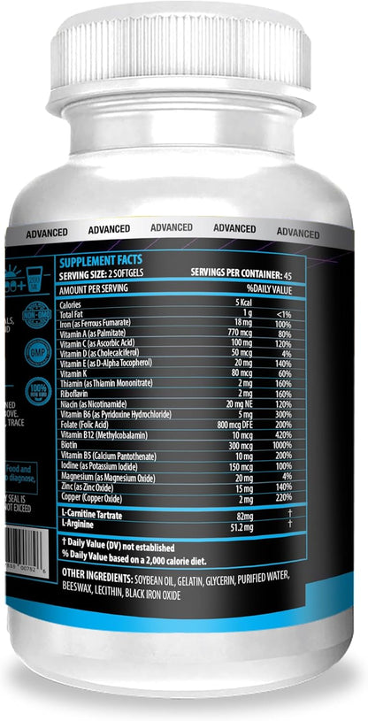 ACTIF Multivitamínico para Hombres 70+ con 30 Factores Avanzados, 90 Cápsulas