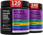 IQ BIOLOGY Biotina 10.000 mcg con Colágeno y Queratina - 120 Cápsulas