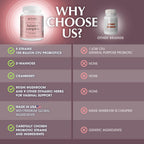 Balance Complex 17-en-1 Salud Vaginal Probióticos 100 mil millones con Arándano Rojo y D-Manosa, 60 Cápsulas