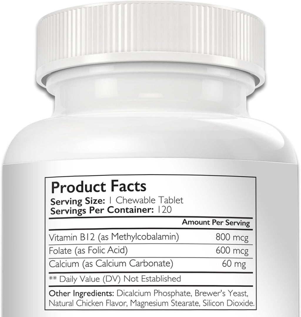 Nutrition Strength Vitamina B12 para Perros con Folato y Calcio - 120 Comprimidos Masticables