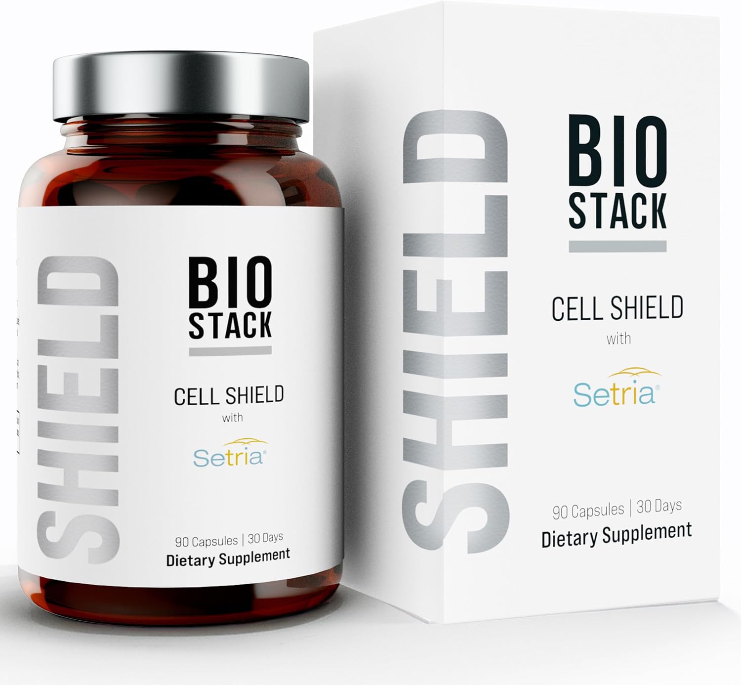 BIOSTACK Cell Shield con Setria Glutathione | Suplemento liposomal con Vitamina C, Cúrcuma y Complejo C3 de Curcumina | L-Glutatión Reducido Puro 500mg