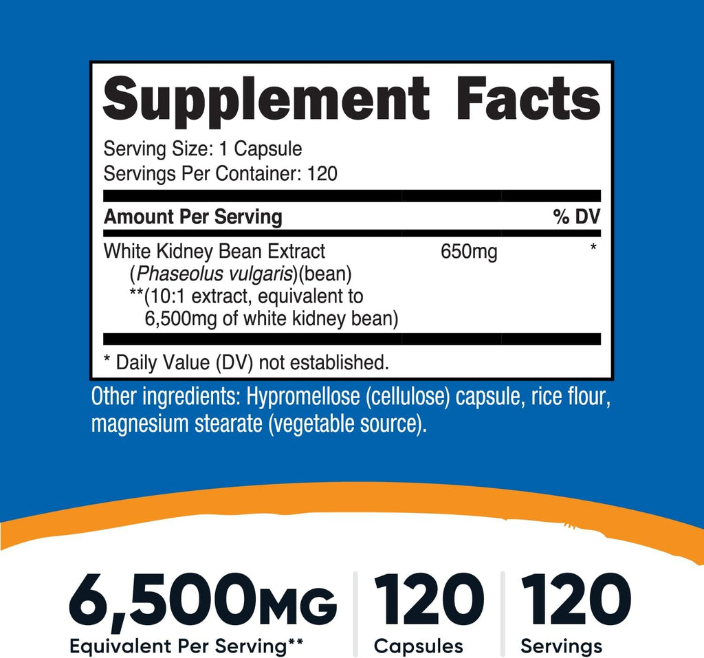 Nutricost Extracto de Judía Blanca 650mg - 120 Cápsulas Vegetales