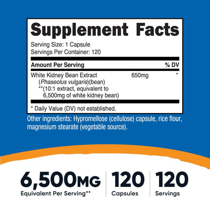 Nutricost Extracto de Judía Blanca 650mg - 120 Cápsulas Vegetales – Image 2