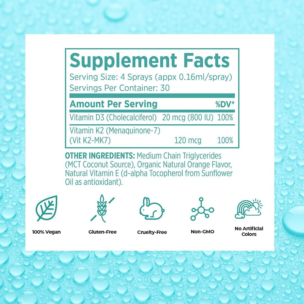 Suplemento de Vitamina D3 y K2 en Spray Oral, 19 ml