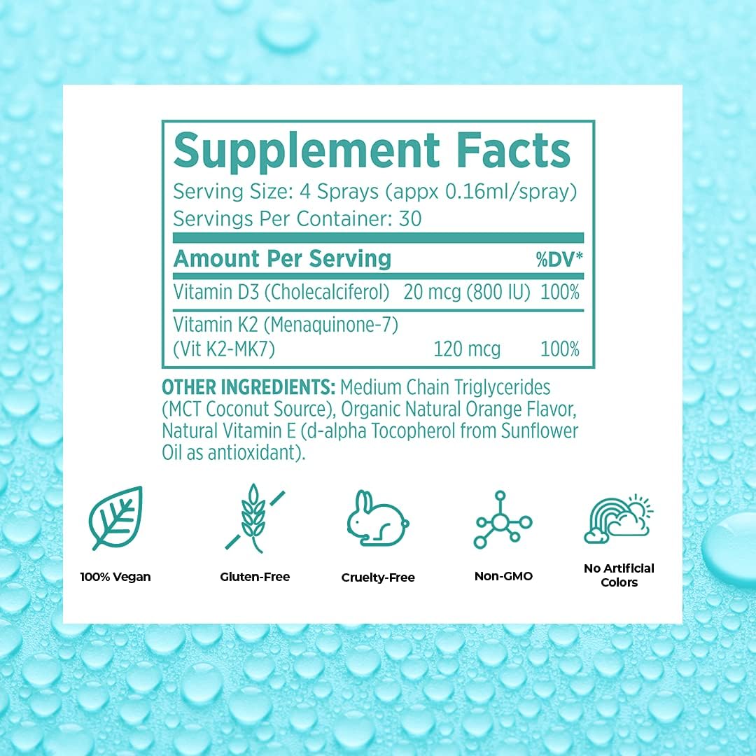 Suplemento de Vitamina D3 y K2 en Spray Oral, 19 ml