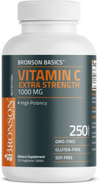 Bronson Vitamina C 1000 mg Extra Strength - 250 Comprimidos Vegetarianos