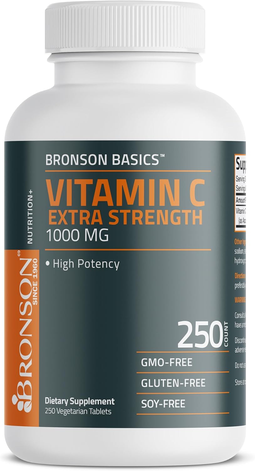 Bronson Vitamina C 1000 mg Extra Strength - 250 Comprimidos Vegetarianos