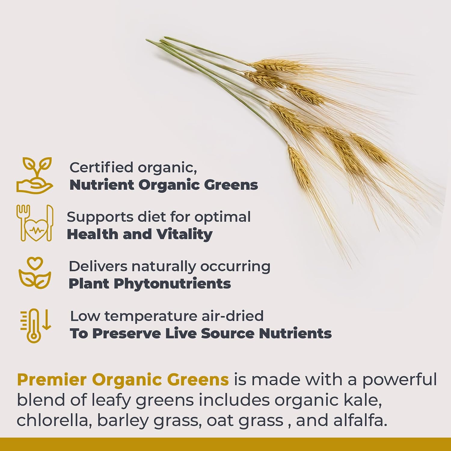 Premier Organic Greens - Polvo Super Greens Ecológico, 283 g