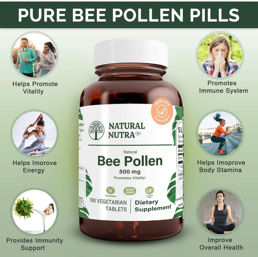 Natural Nutra Polen de Abeja 500 mg, 100 Comprimidos