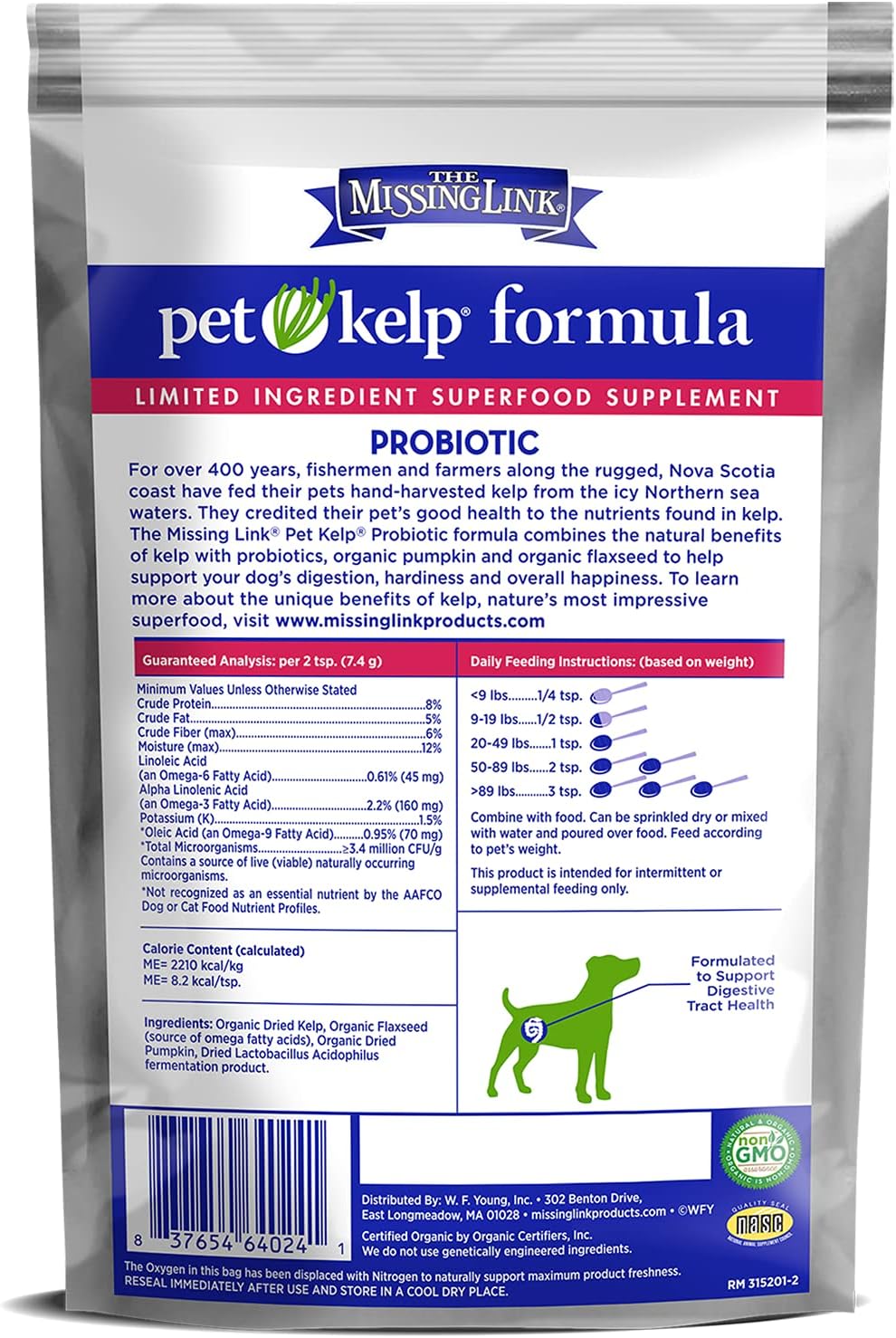 The Missing Link Pet Kelp - Probiótico Canino en Polvo con Kelp Orgánico, 227g