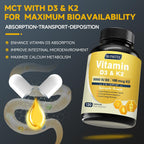 DRFOSTER Vitamina D3 K2 – Alta Potencia 125mcg D3 (5000UI) y 100mcg K2 (MK7) – Salud Ósea, Corazón e Inmunidad – Mejorado con Zinc, Boro y MCT – 120 Cápsulas Veganas, No GMO, Sin Gluten