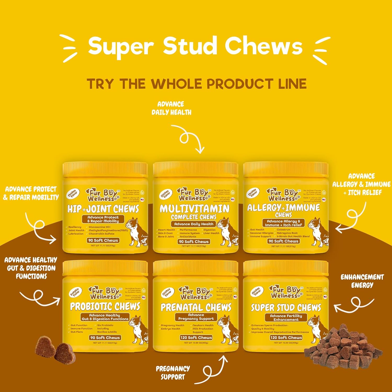 Suplemento de Salud Reproductiva para Perros - Snacks Blandos con L-Carnitina, Zinc, Ginseng y Vitaminas - Apoyo a la Fertilidad y Vitalidad - 120 unidades
