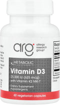 Vitamina D3 y K2 de Metabolic Maintenance, 25.000 UI, 60 Cápsulas