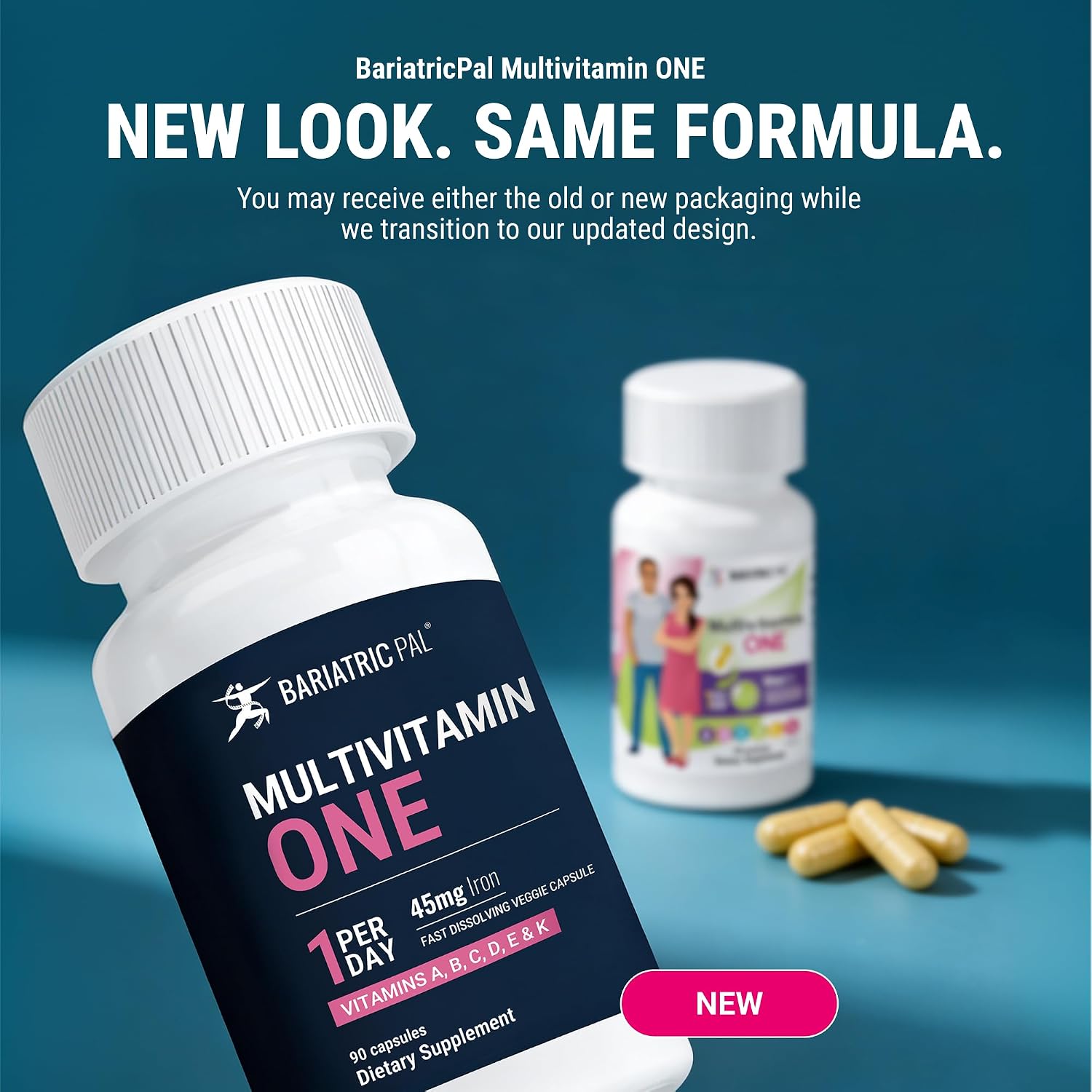 BariatricPal Multivitamin ONE Multivitamínico Bariátrico con 45 mg de Hierro, 90 Cápsulas (3 Meses)