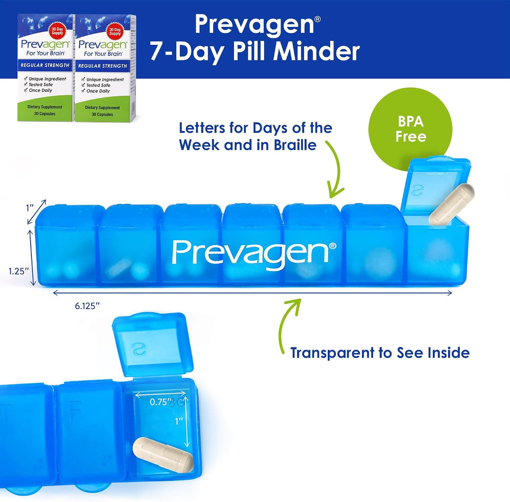 Prevagen Regular Strength - 30 Cápsulas - Pack de 2 - Formulado para tu Cerebro - 10 mg de Apoaequorina y Vitamina D3 con Pastillero
