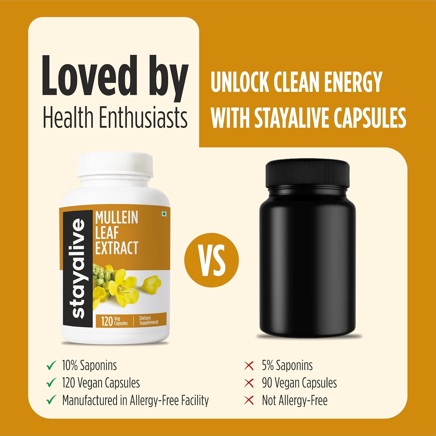 Extracto de Hoja de Gordolobo 1000mg (10:1), 120 Cápsulas Veganas - STAY ALIVE