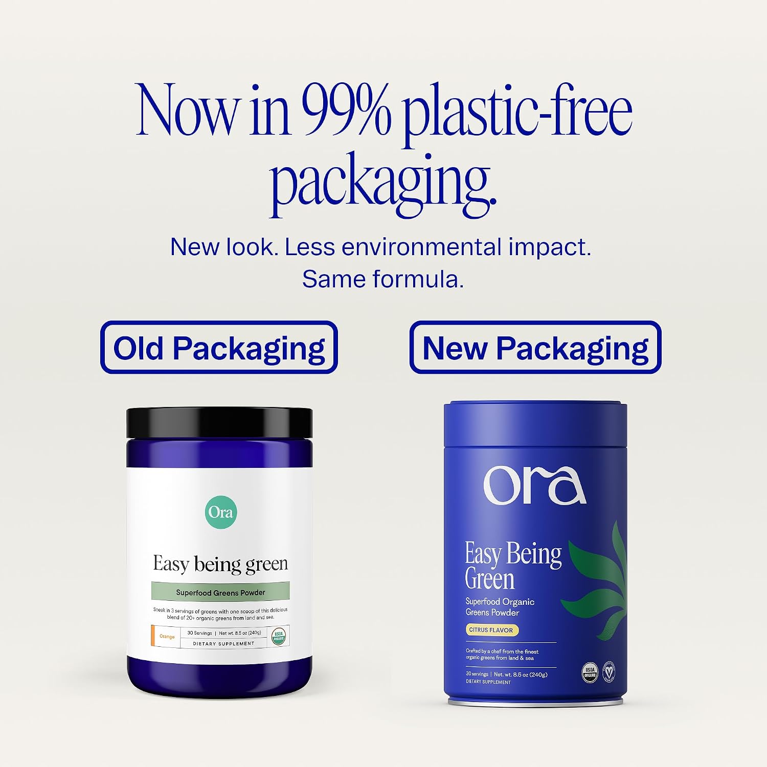 Ora Organic Polvo de Superalimentos Verdes - Vegano, Orgánico, Sin Gluten, Mezcla de 20+ Superalimentos con Adaptógenos - Sabor Cítrico, 30 Porciones