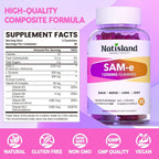 NATISLAND SAM-e con L-Tirosina y Complejo B Metilado Gominolas, 1200mg, 60 unidades