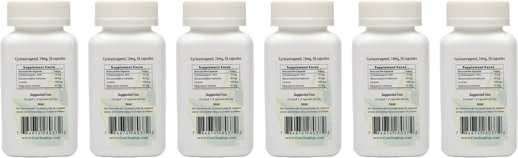 Crackaging Super-Absorption Cycloastragenol 98% - 180 Cápsulas (10 mg por cápsula)