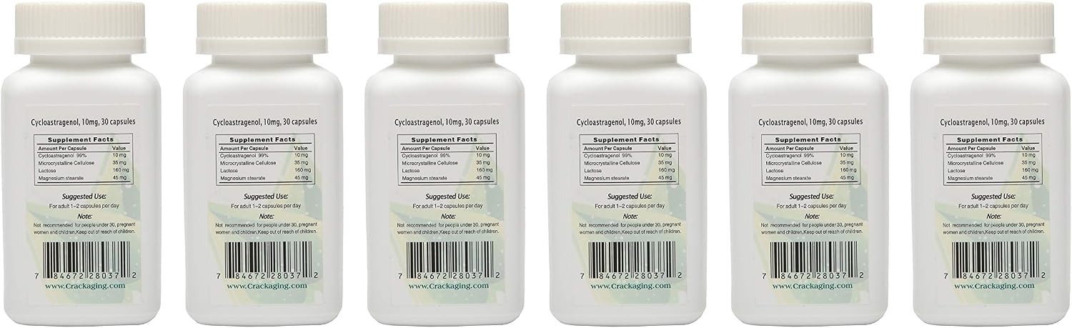 Crackaging Super-Absorption Cycloastragenol 98% - 180 Cápsulas (10 mg por cápsula)