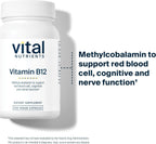 Vital Nutrients Vitamina B12 1000mcg - Metilcobalamina Vegano - 100 Cápsulas