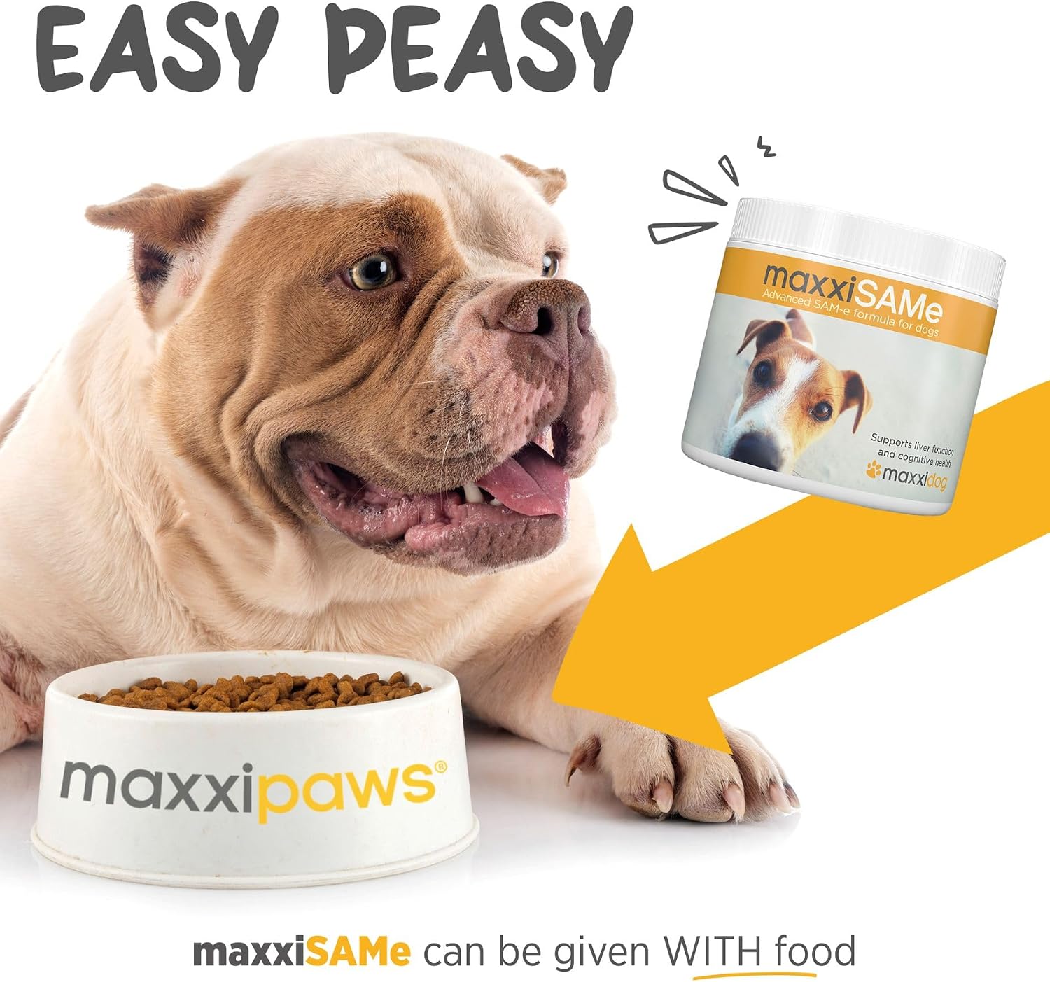 maxxiSAMe Suplemento Avanzado de SAM-e en Polvo para Perros - Apoyo Hepático, Cognitivo y Articular, 150g