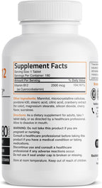 Bronson Vitamina B12 2500mcg Shot of Energy - Comprimidos Sublinguales Sabor Cereza - 180 uds