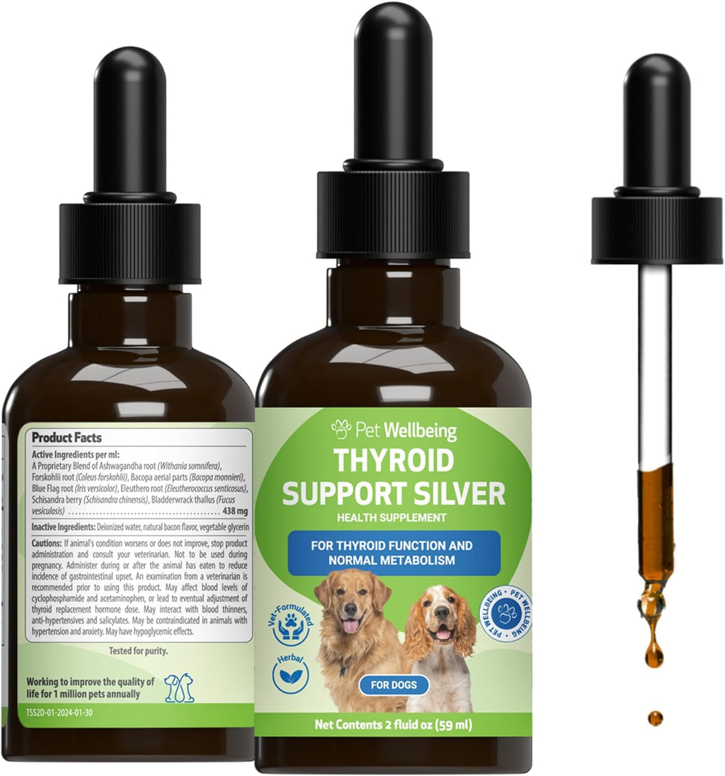 Pet Wellbeing Thyroid Support Silver para Perros – Apoyo Tiroideo Holístico con Ashwagandha y Forskohlii – 60 ml