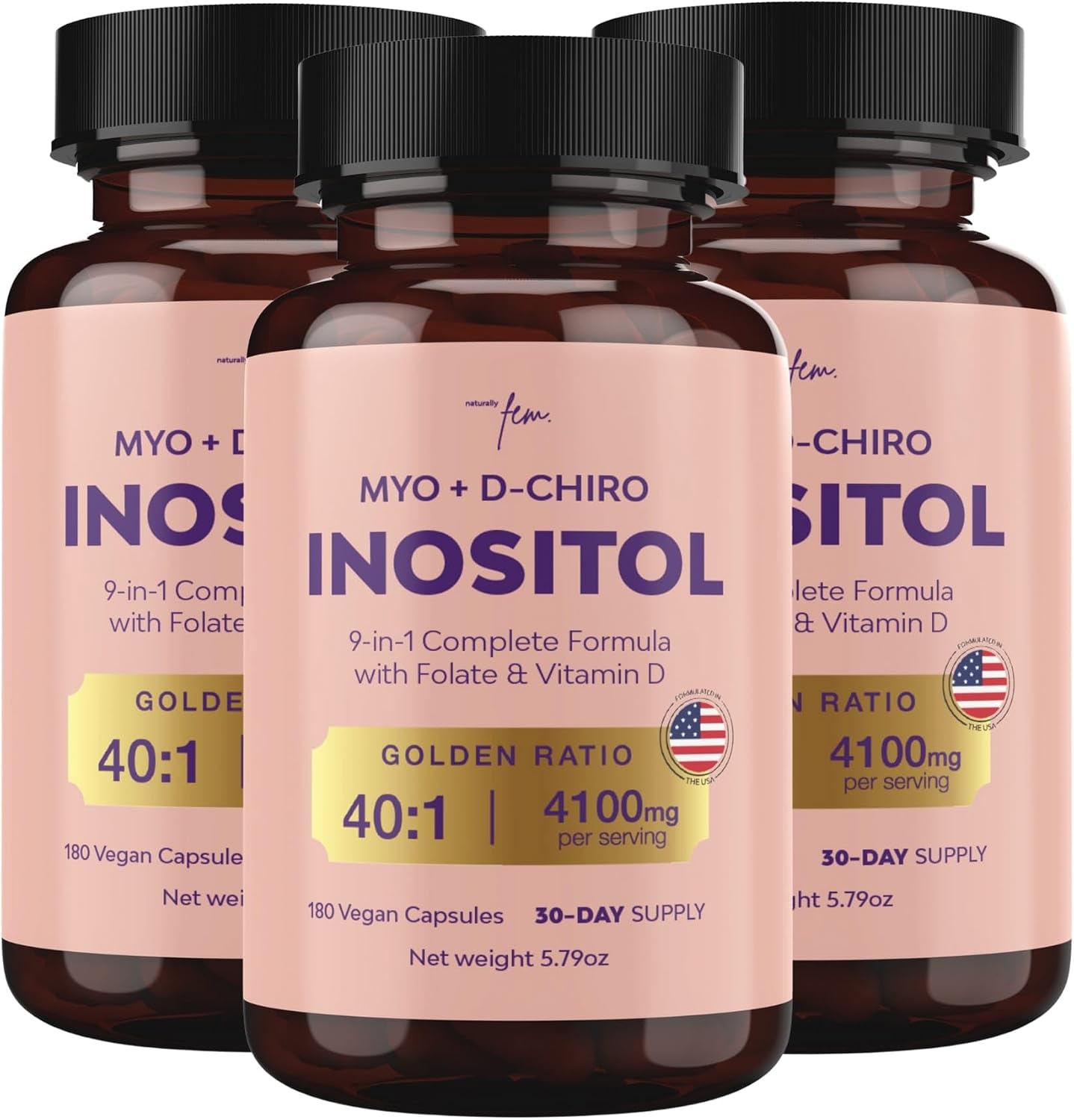 QSTA Myo-Inositol y D-Chiro Inositol 4100mg (Relación 40:1) – Complemento Nutricional para Mujeres con Folato, Vitaminas B6, B12, D3, Zinc y Cromo