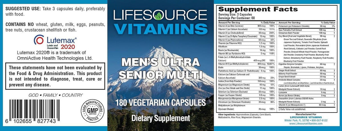 LifeSource Vitamins Multivitamínico Senior – Vitalidad y energía: la vitamina B12 contribuye al metabolismo – Image 2