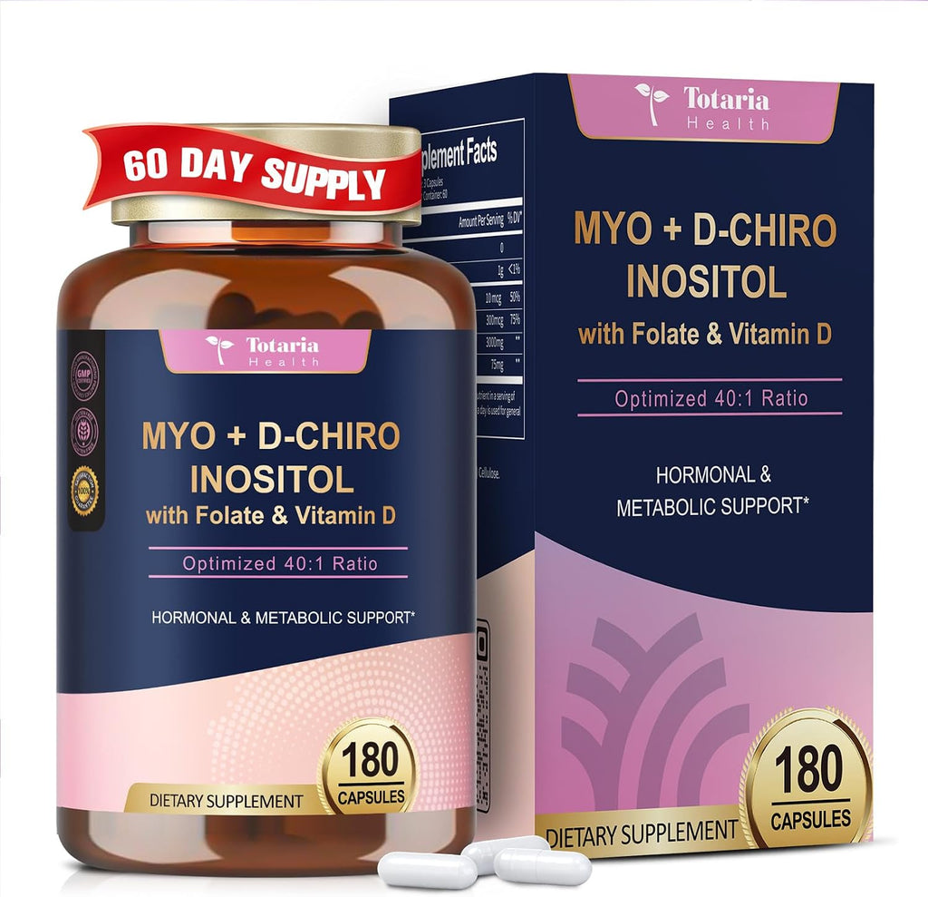 Totaria Inositol 40:1 con Vitamina D3 y Folato - 180 Cápsulas (60 Dosis)